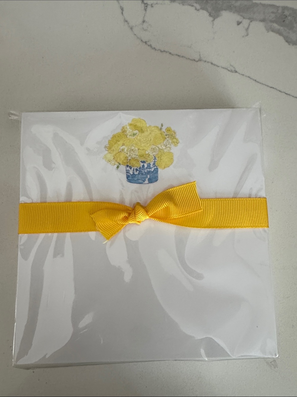 Yellow Floral Ribbon Stationery Set